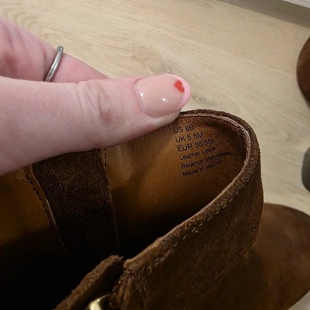 GINANNI Brown Suede Distressed Going Out‎ Ava Heeled Ankle Boots Size 8B